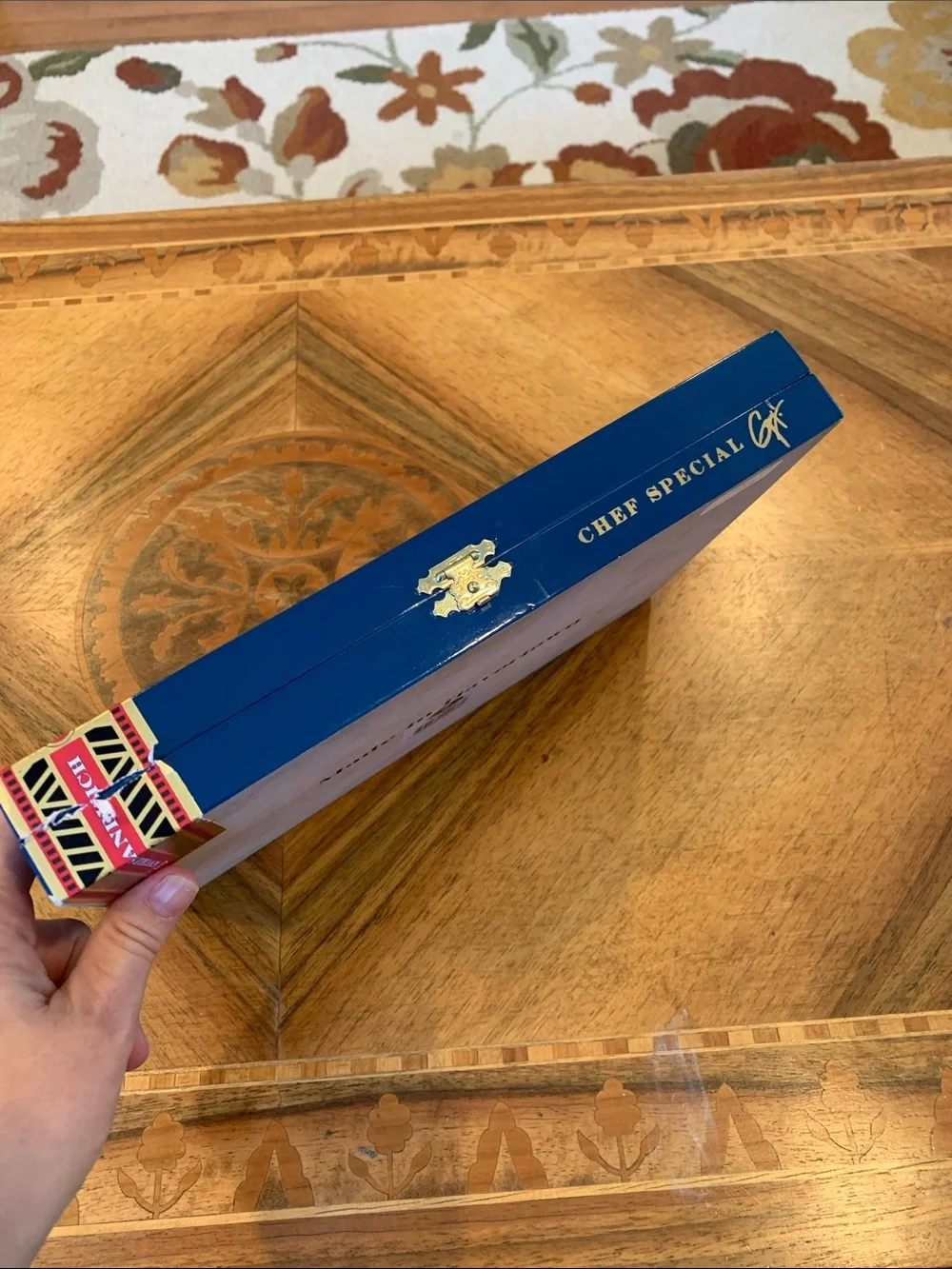 ⁠Knuckle Sandwich Chef Special Espinosa Wood Cigar Box Empty Guy Fieri Skull